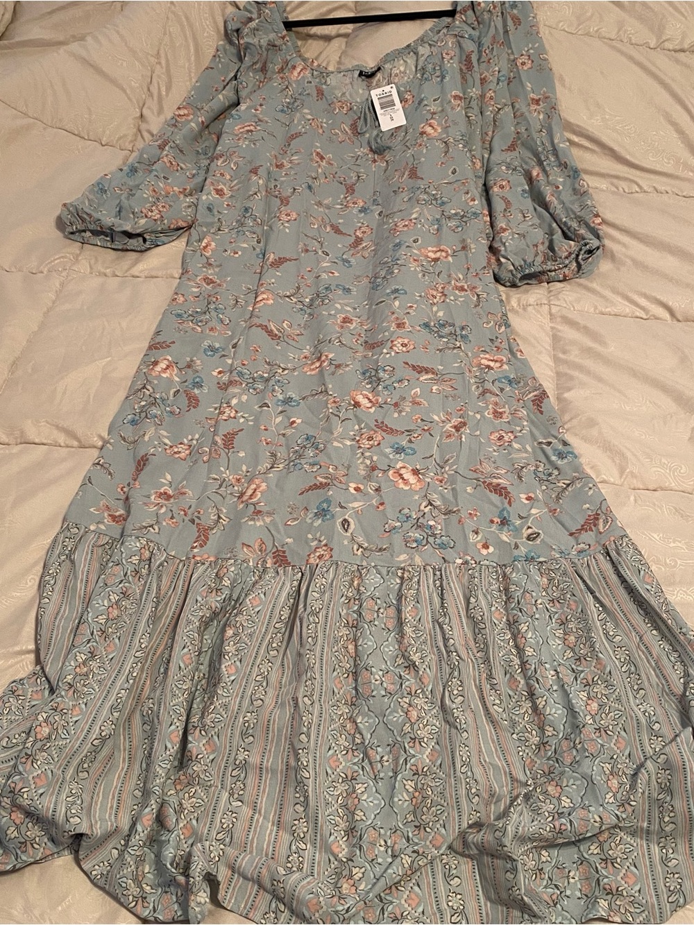 torrid Dusty Blue Floral Off-Shoulder Maxi Dress